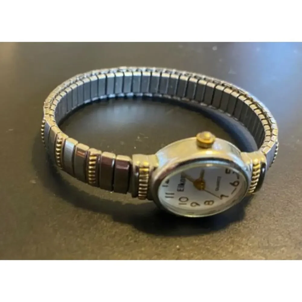 Women's Two Tone Eikon Watch, Thick Magnifying Crystal, Expansion Band
